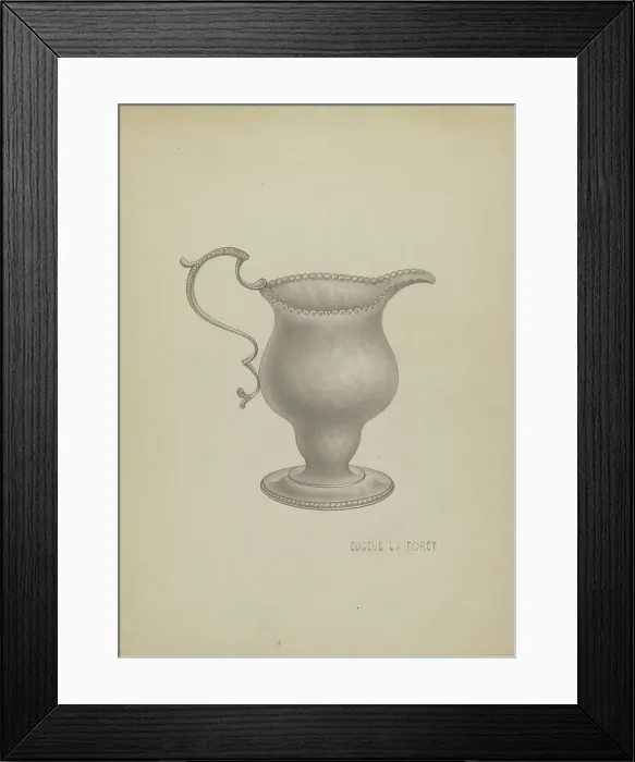 Framed Print : Silver Cream Pitcher, c. 1936. Creator: Eugene La Foret Framed Print : Silver Cream Pitcher, c. 1936. Creator: Eugene La Foret