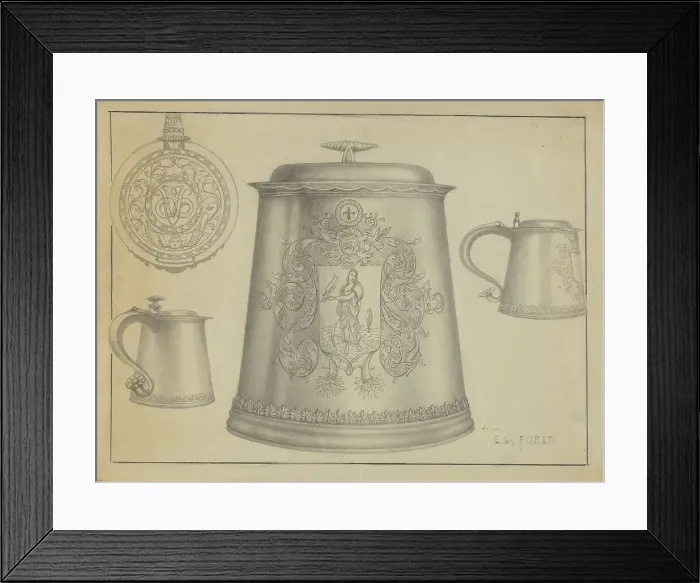 Framed Print : Silver Tankard, c. 1936. Creator: Eugene La Foret Framed Print : Silver Tankard, c. 1936. Creator: Eugene La Foret