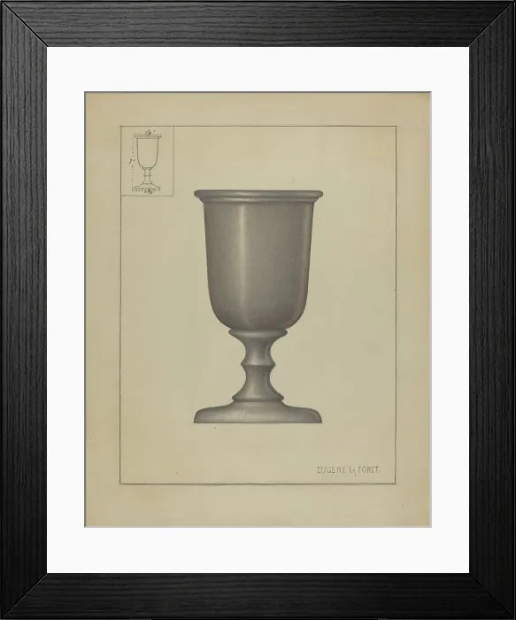 Framed Print : Pewter Chalice, c. 1936. Creator: Eugene La Foret Framed Print : Pewter Chalice, c. 1936. Creator: Eugene La Foret