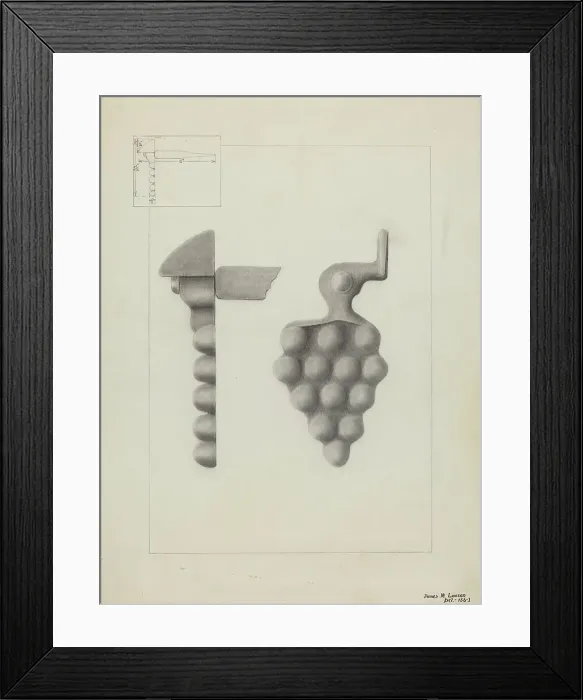 Framed Print : Iron Shutter Fastener, c. 1936. Creator: James M. Lawson Framed Print : Iron Shutter Fastener, c. 1936. Creator: James M. Lawson