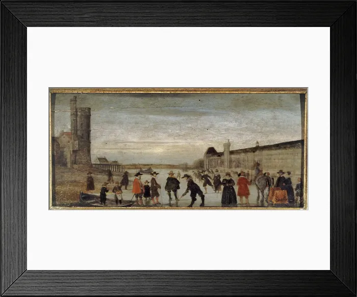 Framed Print : Skaters on the Seine in 1608, c1608. Creator: Unknown Framed Print : Skaters on the Seine in 1608, c1608. Creator: Unknown