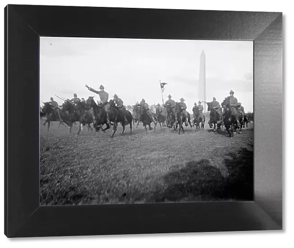 Cavalry Review By President Wilson - Cavalry In Maneuvers, 1913. Creator: Harris & Ewing. Cavalry Review By President Wilson - Cavalry In Maneuvers, 1913. Creator: Harris & Ewing