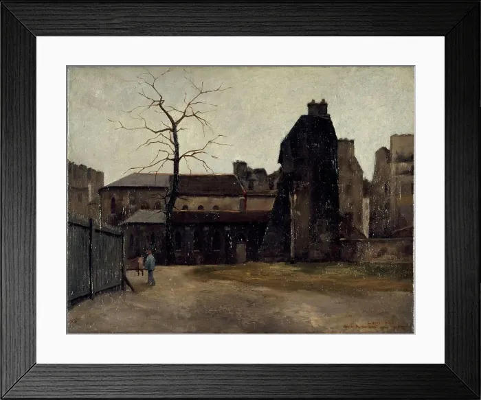 Framed Print : Old Hotel-Dieu, courtyard of central office, 1882. Creator: Charles Alexis Apoil
