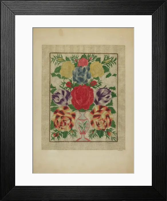 Framed Print : Crewel Embroidery, 1939. Creator: John Wilkes Framed Print : Crewel Embroidery, 1939. Creator: John Wilkes