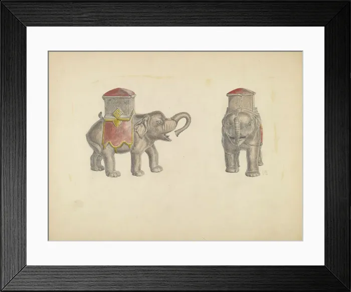 Framed Print : Iron Bank Elephant, c. 1938. Creator: Z.S. Lupus Framed Print : Iron Bank Elephant, c. 1938. Creator: Z.S. Lupus