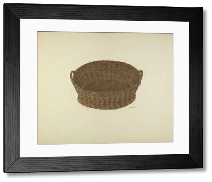 Framed Print : Zoar Sewing Basket, c. 1938. Creator: John Wilkes Framed Print : Zoar Sewing Basket, c. 1938. Creator: John Wilkes