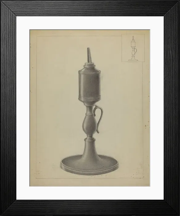Framed Print : Whale Oil Lamp, 1935 / 1942. Creator: Irene Malawicz Framed Print : Whale Oil Lamp, 1935 / 1942. Creator: Irene Malawicz