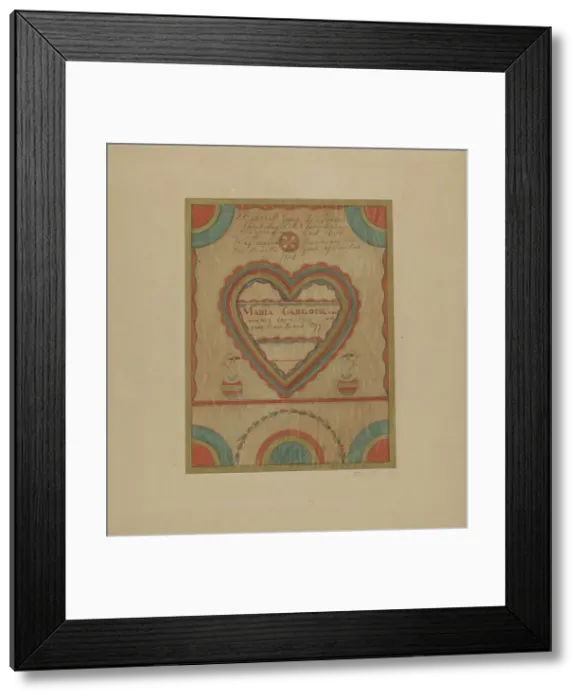 Framed Print : Pa. German Birth Certificate, c. 1939. Creator: John Wilkes