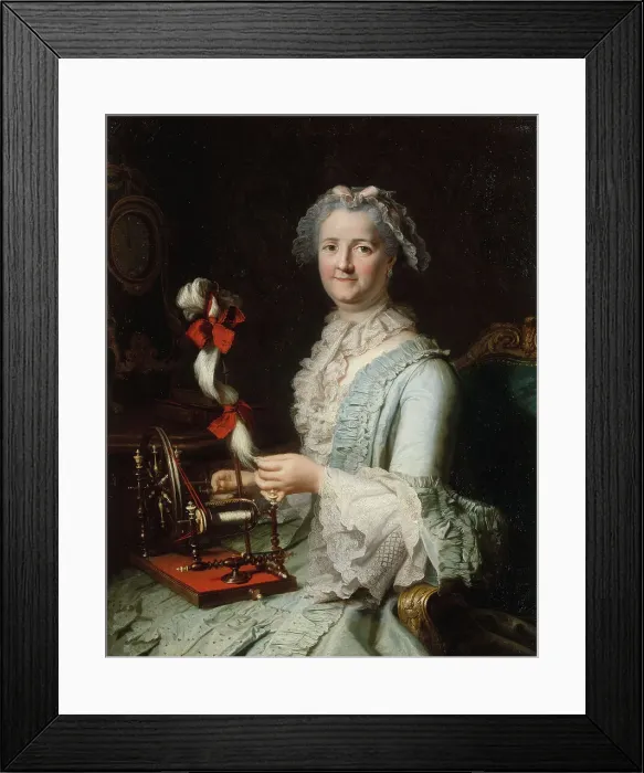 Framed Print : Presumed portrait of Françoise-Marie Pouget, second wife of Chardin, c1760. Creator: Jacques-Andre-Joseph Aved Framed Print : Presumed portrait of Françoise-Marie Pouget, second wife of Chardin, c1760. Creator: Jacques-Andre-Joseph Aved