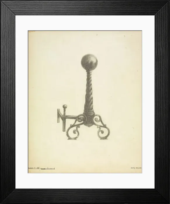 Framed Print : Andirons, c. 1937. Creator: Henry Meyers Framed Print : Andirons, c. 1937. Creator: Henry Meyers