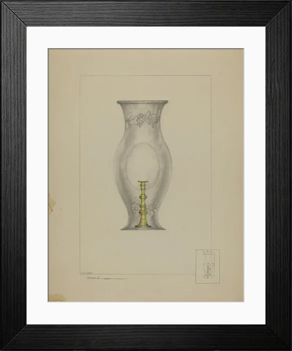 Framed Print : Hurricane Shade and Candlestick, c. 1937. Creator: Henry Meyers Framed Print : Hurricane Shade and Candlestick, c. 1937. Creator: Henry Meyers