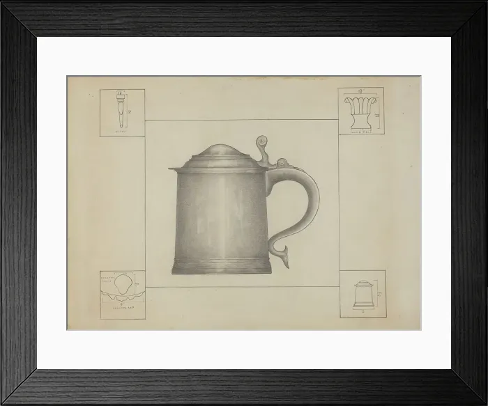 Framed Print : Pewter Tankard, c. 1936. Creator: Henry Meyers Framed Print : Pewter Tankard, c. 1936. Creator: Henry Meyers