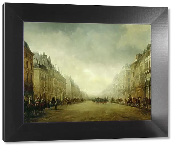 Review passing by the Prince-President on the Grand Boulevards, 1852. Creator: Gustave-Edward Barry