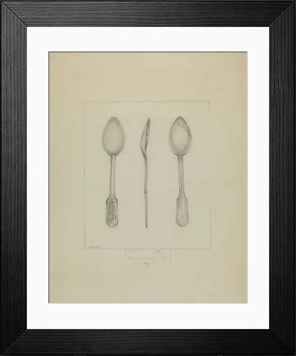 Framed Print : Small Pewter Spoon, c. 1936. Creator: Henry Meyers Framed Print : Small Pewter Spoon, c. 1936. Creator: Henry Meyers