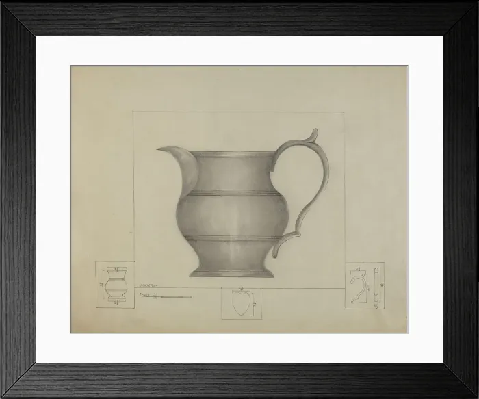 Framed Print : Pewter Pitcher, c. 1936. Creator: Henry Meyers Framed Print : Pewter Pitcher, c. 1936. Creator: Henry Meyers