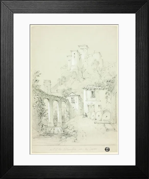 Framed Print : Part of the Alhambra from the Darro, n.d. Creator: Richard Ford Framed Print : Part of the Alhambra from the Darro, n.d. Creator: Richard Ford