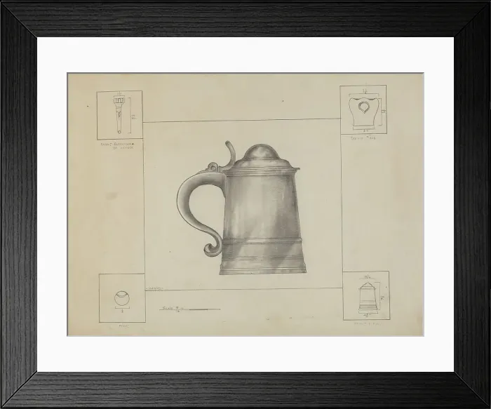 Framed Print : Pewter Tankard, c. 1936. Creator: Henry Meyers Framed Print : Pewter Tankard, c. 1936. Creator: Henry Meyers