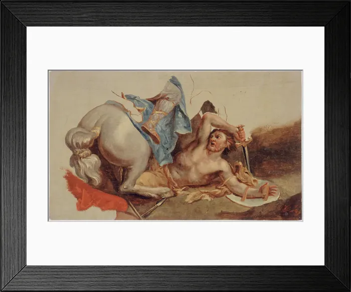 Framed Print : Study of horse and fallen rider, after Le Brun. Creator: Paul-Jacques-Aime Baudry Framed Print : Study of horse and fallen rider, after Le Brun. Creator: Paul-Jacques-Aime Baudry
