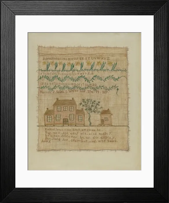 Framed Print : Sampler, c. 1938. Creator: Sarah F. Williams Framed Print : Sampler, c. 1938. Creator: Sarah F. Williams