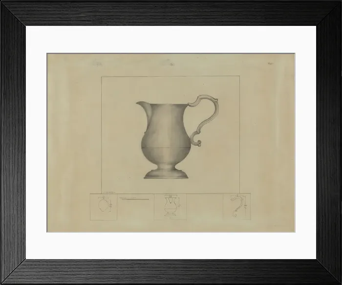 Framed Print : Pewter Creamer, c. 1937. Creator: Henry Meyers Framed Print : Pewter Creamer, c. 1937. Creator: Henry Meyers