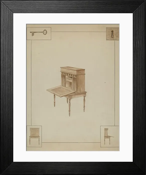 Framed Print : School-master's desk, probably 1938. Creator: Sarah F. Williams Framed Print : School-master's desk, probably 1938. Creator: Sarah F. Williams