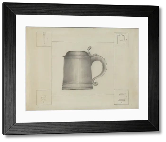 Framed Print : Pewter Tankard, c. 1936. Creator: Henry Meyers Framed Print : Pewter Tankard, c. 1936. Creator: Henry Meyers