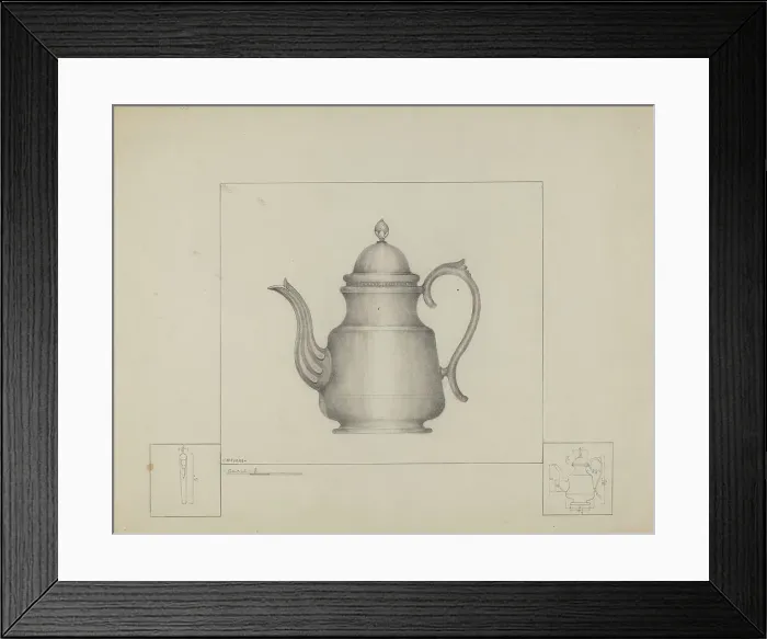 Framed Print : Pewter Teapot, c. 1937. Creator: Henry Meyers Framed Print : Pewter Teapot, c. 1937. Creator: Henry Meyers