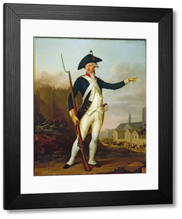 Framed Print : Citizen Nau-Deville, in National Guard uniform, transporting a convoy of weapons and ammun... 1790. Creator: Jean Francois Marie Bellier Framed Print : Citizen Nau-Deville, in National Guard uniform, transporting a convoy of weapons and ammun... 1790. Creator: Jean Francois Marie Bellier