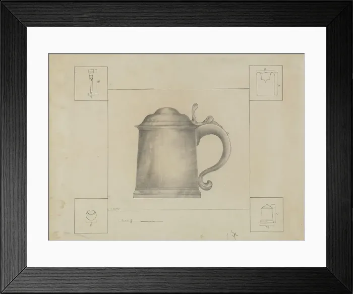 Framed Print : Pewter Tankard, c. 1936. Creator: Henry Meyers Framed Print : Pewter Tankard, c. 1936. Creator: Henry Meyers