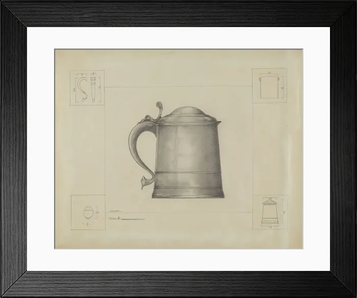 Framed Print : Pewter Tankard, c. 1936. Creator: Henry Meyers Framed Print : Pewter Tankard, c. 1936. Creator: Henry Meyers