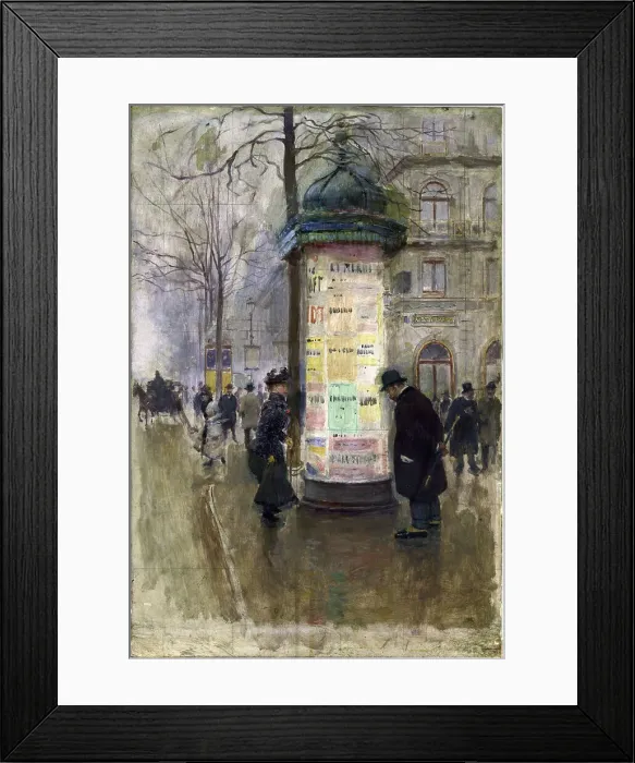 Framed Print : A Morris column, c1885. Creator: Jean Beraud Framed Print : A Morris column, c1885. Creator: Jean Beraud