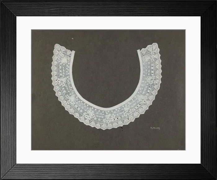 Framed Print : Embroidered Linen Collar, c. 1937. Creator: Edith Miller Framed Print : Embroidered Linen Collar, c. 1937. Creator: Edith Miller