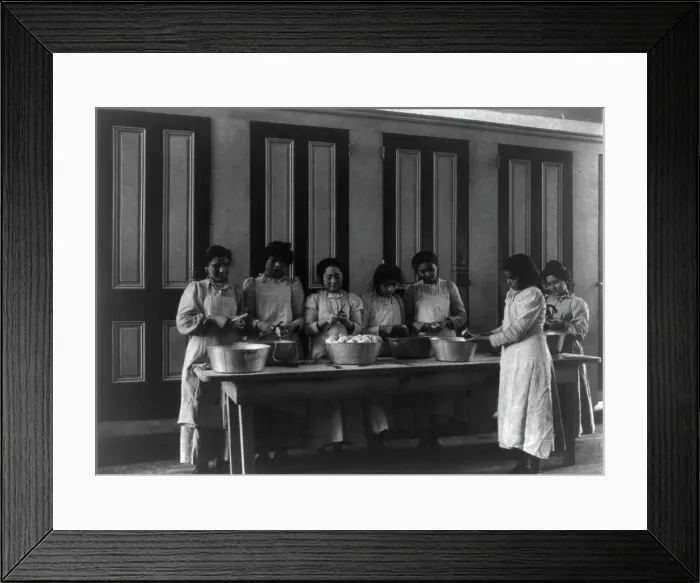 Framed Print : Carlisle Indian School, Carlisle, Pa. Cooking class, 1901. Creator: Frances Benjamin Johnston Framed Print : Carlisle Indian School, Carlisle, Pa. Cooking class, 1901. Creator: Frances Benjamin Johnston