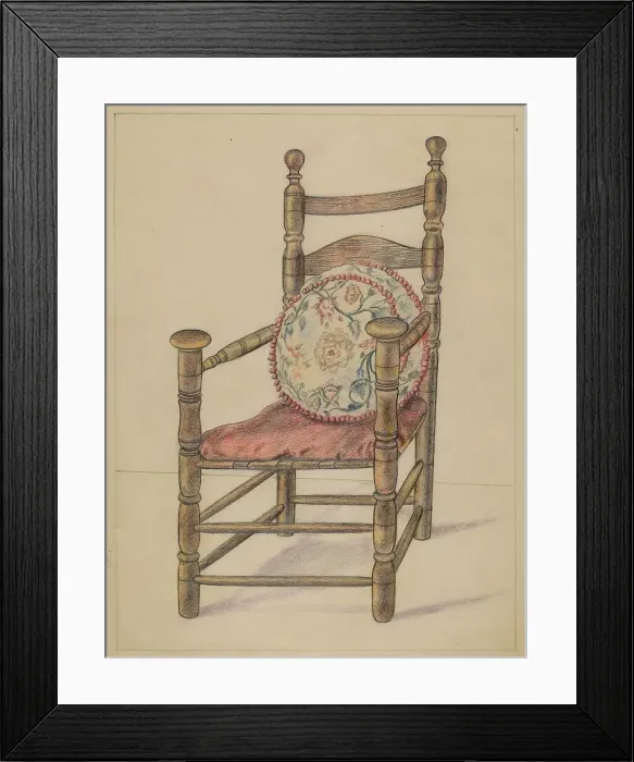 Framed Print : Slat-back Armchair, c. 1936. Creator: Alfred Nason Framed Print : Slat-back Armchair, c. 1936. Creator: Alfred Nason