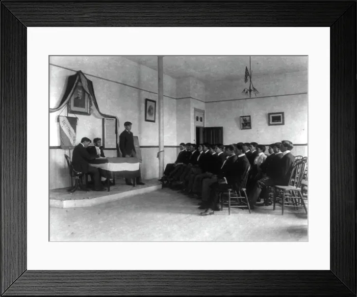 Framed Print : Carlisle Indian School, Carlisle, Pa. Classroom debate by debating society, 1901. Creator: Frances Benjamin Johnston Framed Print : Carlisle Indian School, Carlisle, Pa. Classroom debate by debating society, 1901. Creator: Frances Benjamin Johnston
