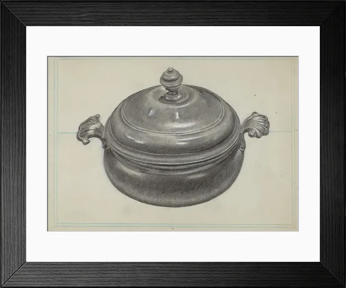 Framed Print : Pewter Soup Tureen, c. 1936. Creator: James O'Mara Framed Print : Pewter Soup Tureen, c. 1936. Creator: James O'Mara