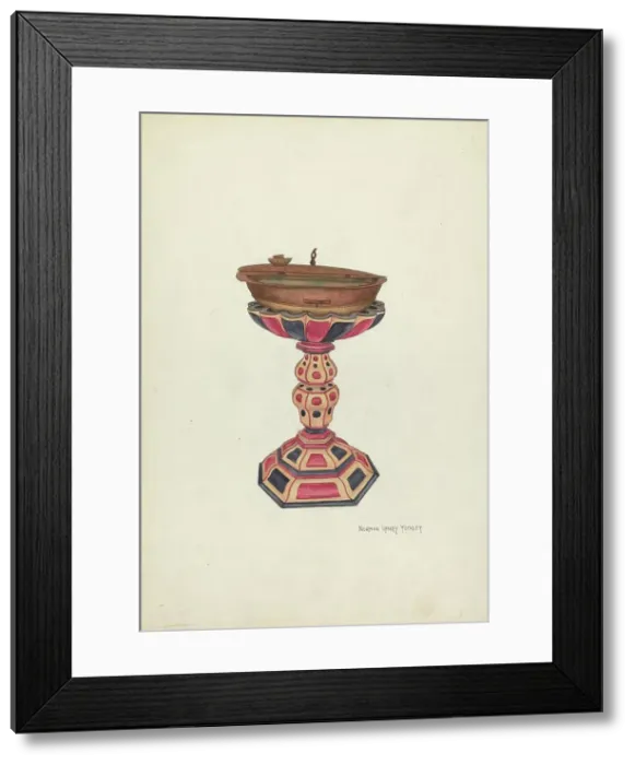 Framed Print : Baptismal Font and Stand, 1935 / 1942. Creator: N. H. Yeckley Framed Print : Baptismal Font and Stand, 1935 / 1942. Creator: N. H. Yeckley