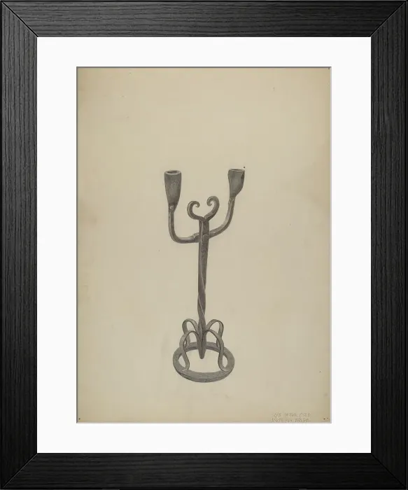Framed Print : Iron Candlestick, c. 1938. Creator: Joseph Papa Framed Print : Iron Candlestick, c. 1938. Creator: Joseph Papa
