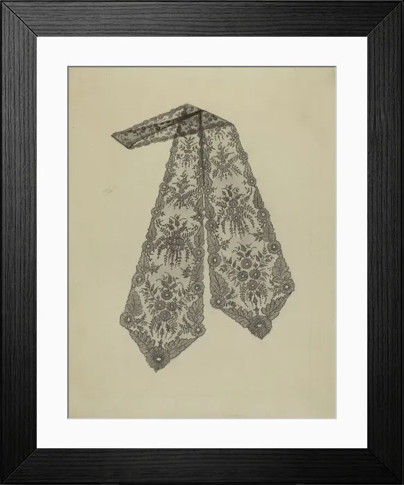 Framed Print : Lace Cravat, 1935 / 1942. Creator: Jean Peszel Framed Print : Lace Cravat, 1935 / 1942. Creator: Jean Peszel