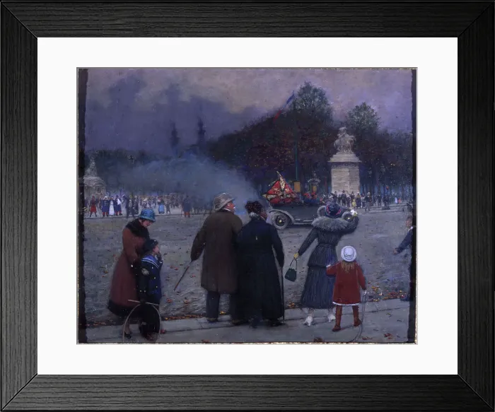 Framed Print : German flag carried to the Invalides, c1914. Creator: Jean Beraud