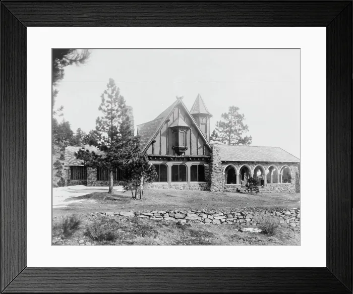 Framed Print : Mountain lodge of Mrs. Paul T. Mayo, Bear Creek Can~on, Rocky Mountains, Colorado...c1903 - 1923. Creator: Frances Benjamin Johnston Framed Print : Mountain lodge of Mrs. Paul T. Mayo, Bear Creek Can~on, Rocky Mountains, Colorado...c1903 - 1923. Creator: Frances Benjamin Johnston