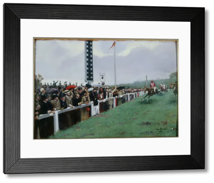 Framed Print : Longchamp races; finishing post, 1886. Creator: Jean Beraud Framed Print : Longchamp races; finishing post, 1886. Creator: Jean Beraud