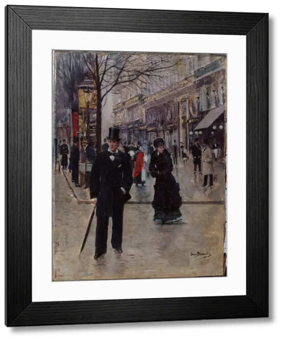 Framed Print : On the Boulevard, c1880. Creator: Jean Beraud Framed Print : On the Boulevard, c1880. Creator: Jean Beraud