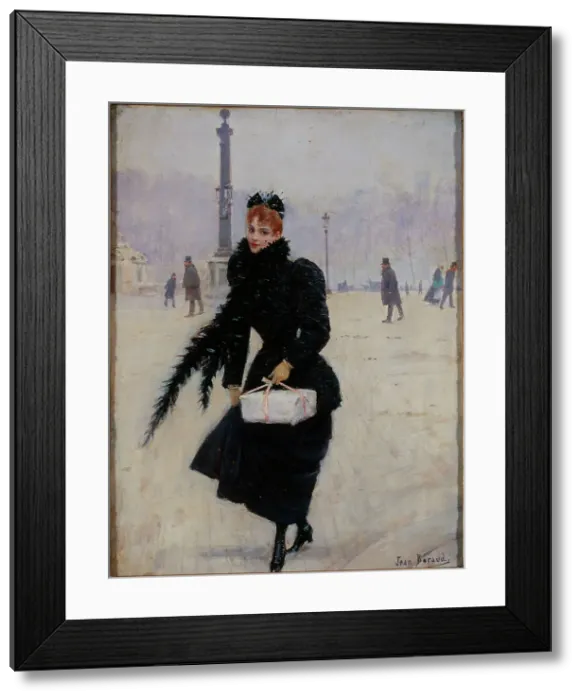 Framed Print : Parisian on the Place de la Concorde, c1885. Creator: Jean Beraud Framed Print : Parisian on the Place de la Concorde, c1885. Creator: Jean Beraud