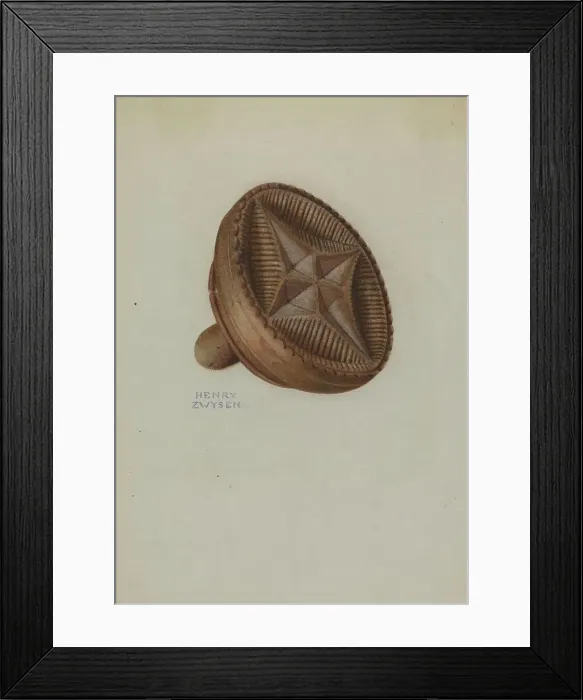 Framed Print : Pa. German Butter Mold, c. 1941. Creator: Henry Zwysen