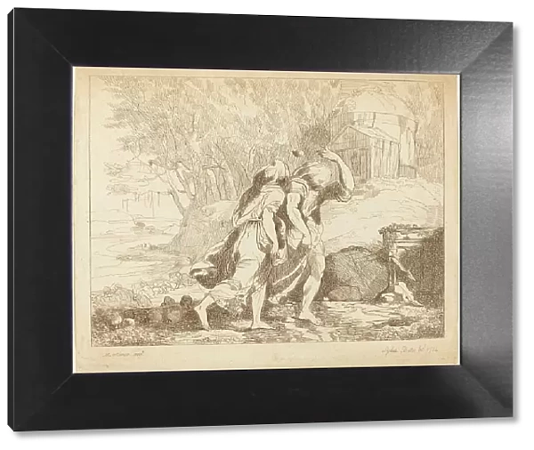 Two Fleeing Figures (Atlanta and Hippomenes?), 1784. Creator: Lydia Bates