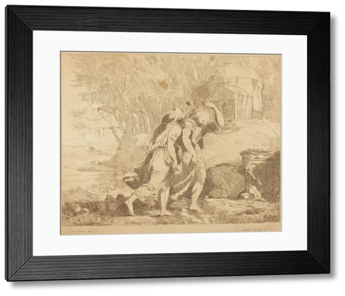 Framed Print : Two Fleeing Figures (Atlanta and Hippomenes?), 1784. Creator: Lydia Bates Framed Print : Two Fleeing Figures (Atlanta and Hippomenes?), 1784. Creator: Lydia Bates