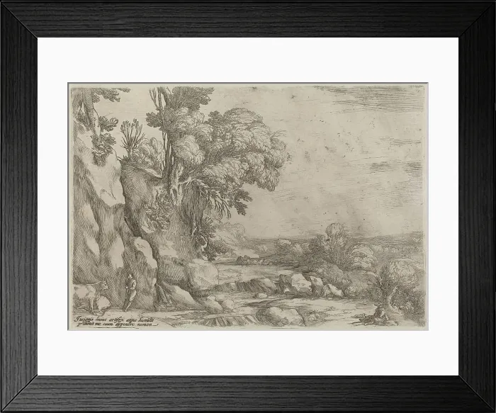 Framed Print : Landscape with Resting Herdsmen, 1638. Creator: Ercole Bazicaluva Framed Print : Landscape with Resting Herdsmen, 1638. Creator: Ercole Bazicaluva