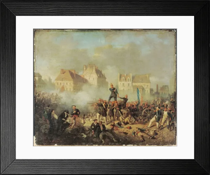 Framed Print : Episode of the 1848 revolution: officer commanding the men to fire, c1848. Creator: Tony-Francois de Bergue