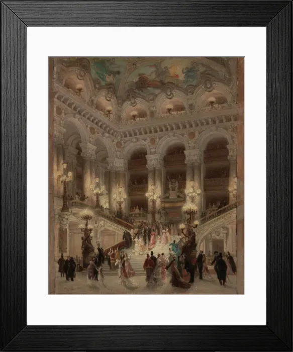 Framed Print : Opera staircase, 1877. Creator: Louis Beroud Framed Print : Opera staircase, 1877. Creator: Louis Beroud